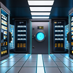 **

"Futuristic bank vault filled with glowing cryptocurrencies and NFTs, secured by smart contract code floating in the air, representing the automation and security of blockchain asset management, emphasizing transparency and control."

**